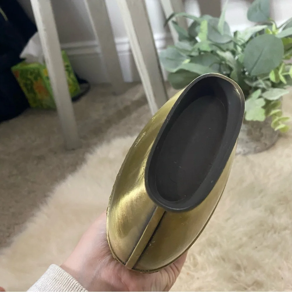 Vintage Unique Pewter Brass Colored Metalware Eclectic Egyptian Vase